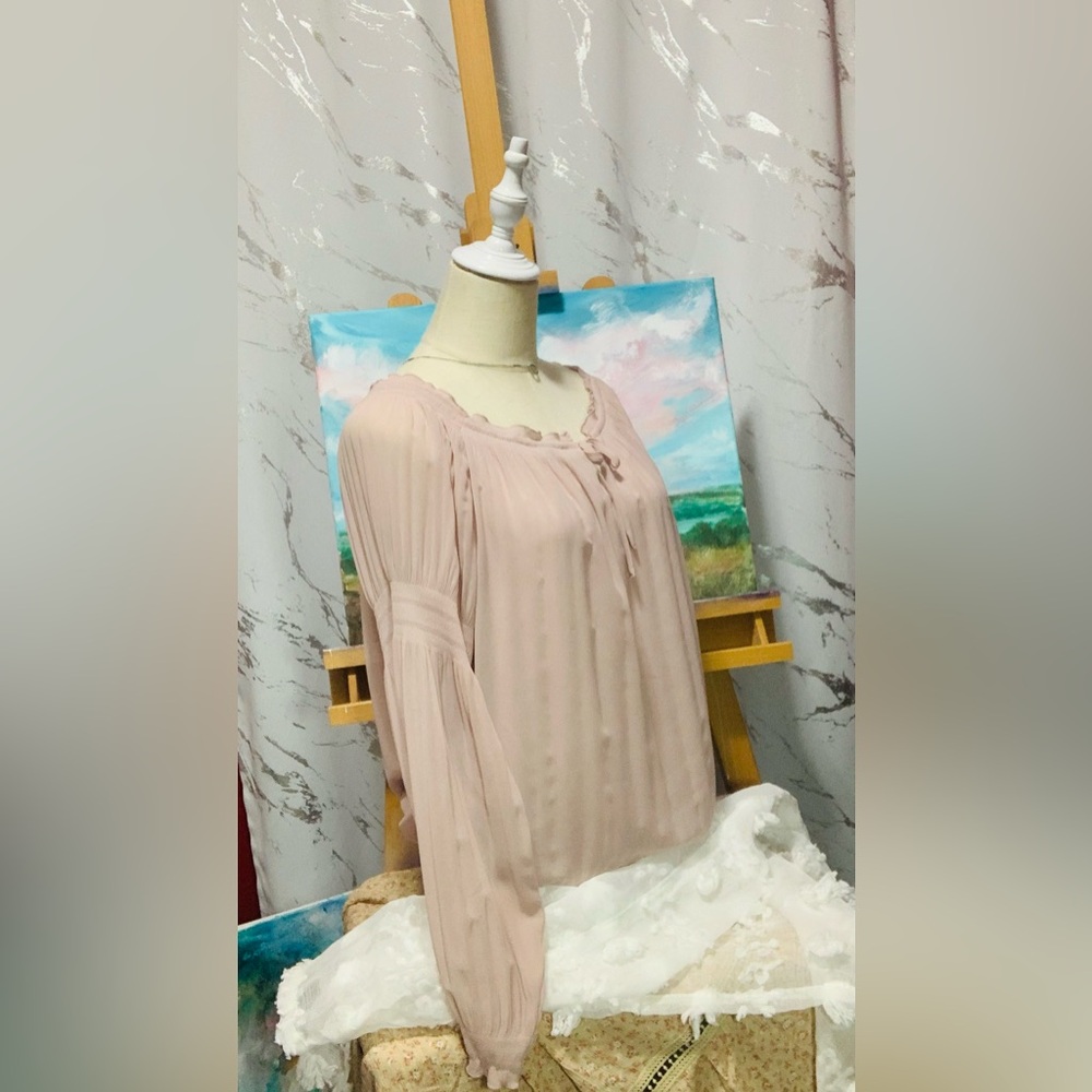 Express Soft Blush Pink Peasant Blouse